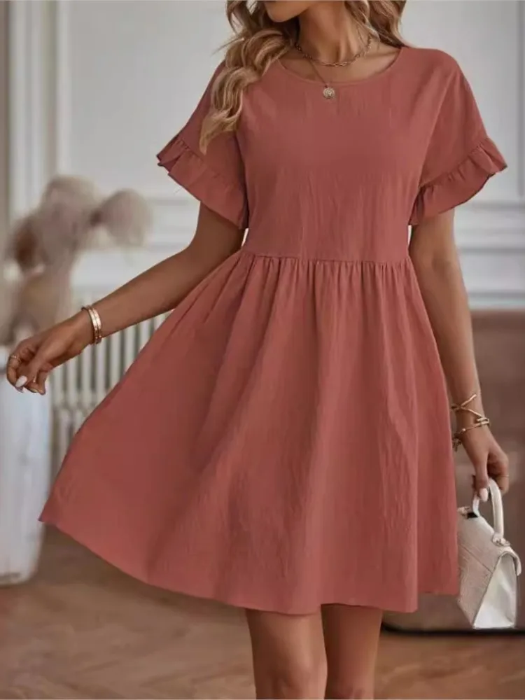 

Women's Dresses Solid Color Casual Fashion Loose A-line Elegant Robe Commuting Vacation Beach Pastoral Office Party Prom Dress