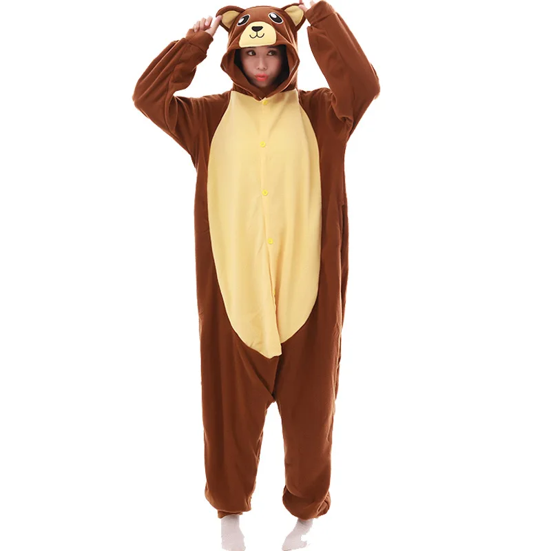 Bear Costume Halloween  Festival Party Cosplay Suit Funny Outfit  Animal Kigurumis Onesie Button Jumpsuit Adult Overall Onepiece