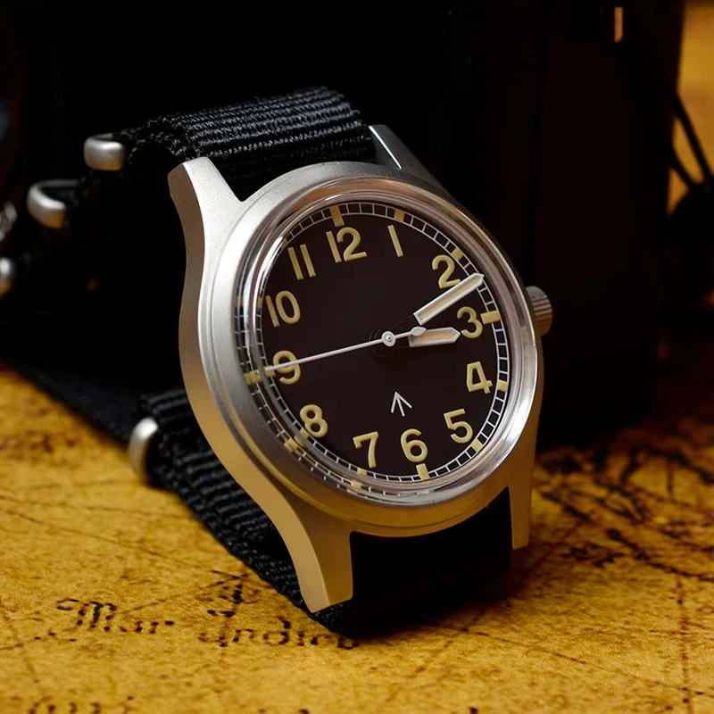 

Baltany Military Automatic Mechanical Wristwatches Japan NH38 Stainless steel Matte Case Leather Strap Luminous watches for men