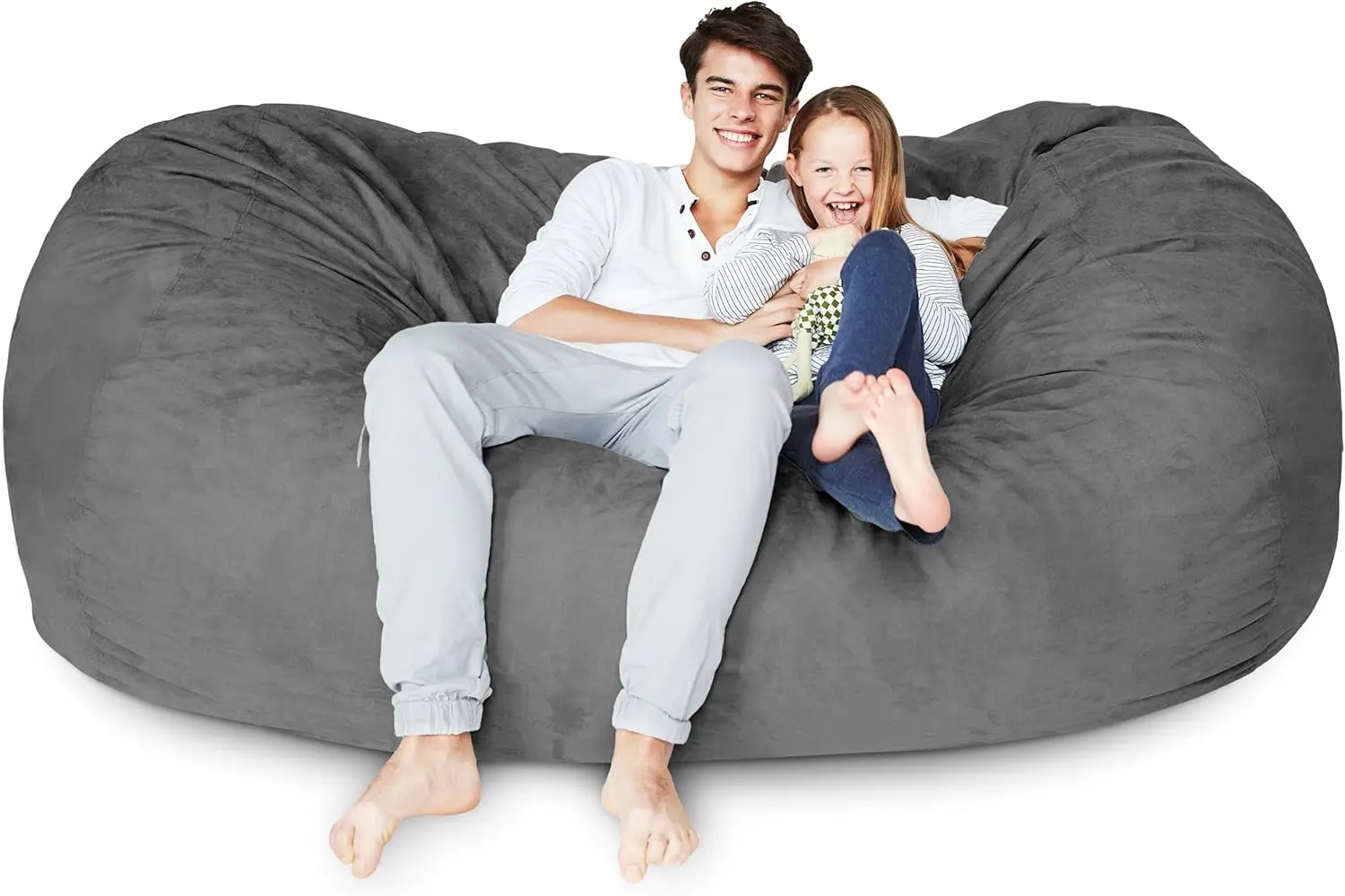 Luxurious Giant 7ft Bean Bag Chair with Microsuede Cover - Ultra Soft, Foam Filling, Washable Jumbo Sofa for Kids, Teen