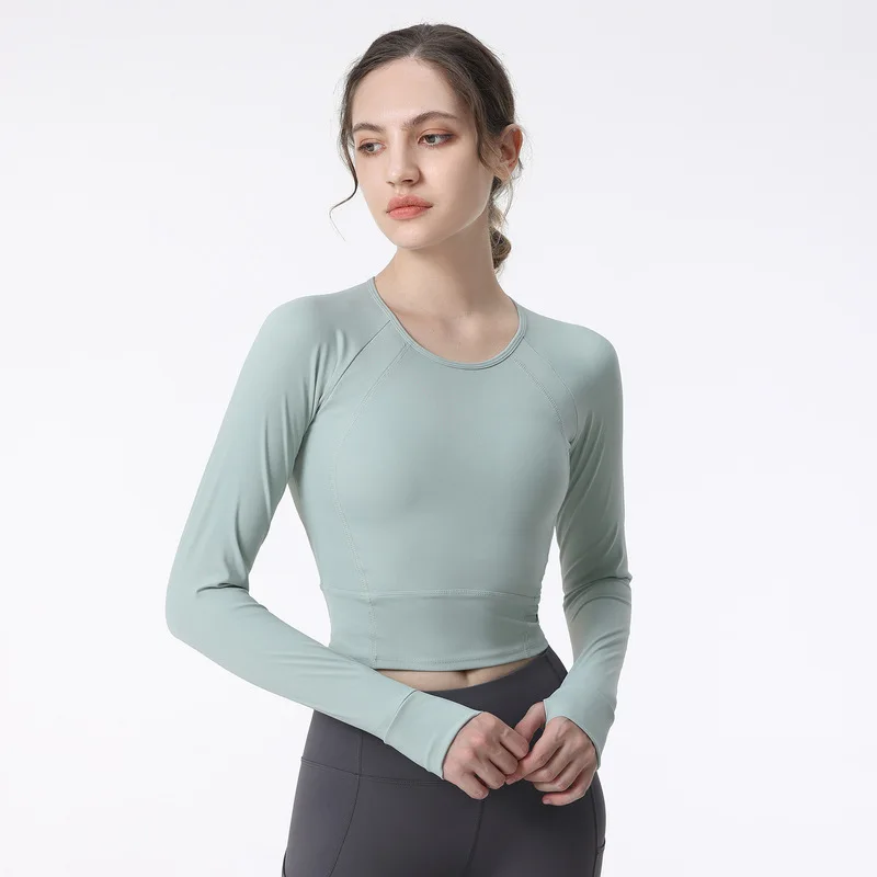 New Long Sleeve Yoga Built-in chest pad Shirts Sport Top Fitness Yoga Top Gym Top Sports Wear for Women Gym Femme Jersey Mujer