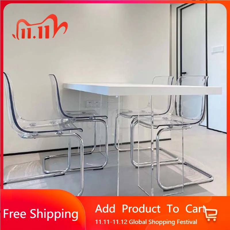 

Lounge Acrylic Dining Table Modern Designer Design Nordic Dining Table Luxury White Salon Entertainment Muebles Hotel Furniture