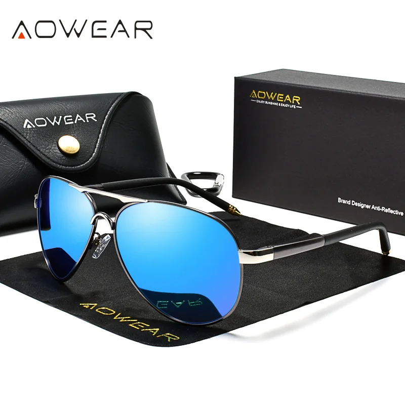 AOWEAR männer Luftfahrt Sonnenbrille Männer Polarisierte Spiegel Sonnenbrille für Mann HD Fahren Pilot Sonnenbrille lunettes de soleil homme 7