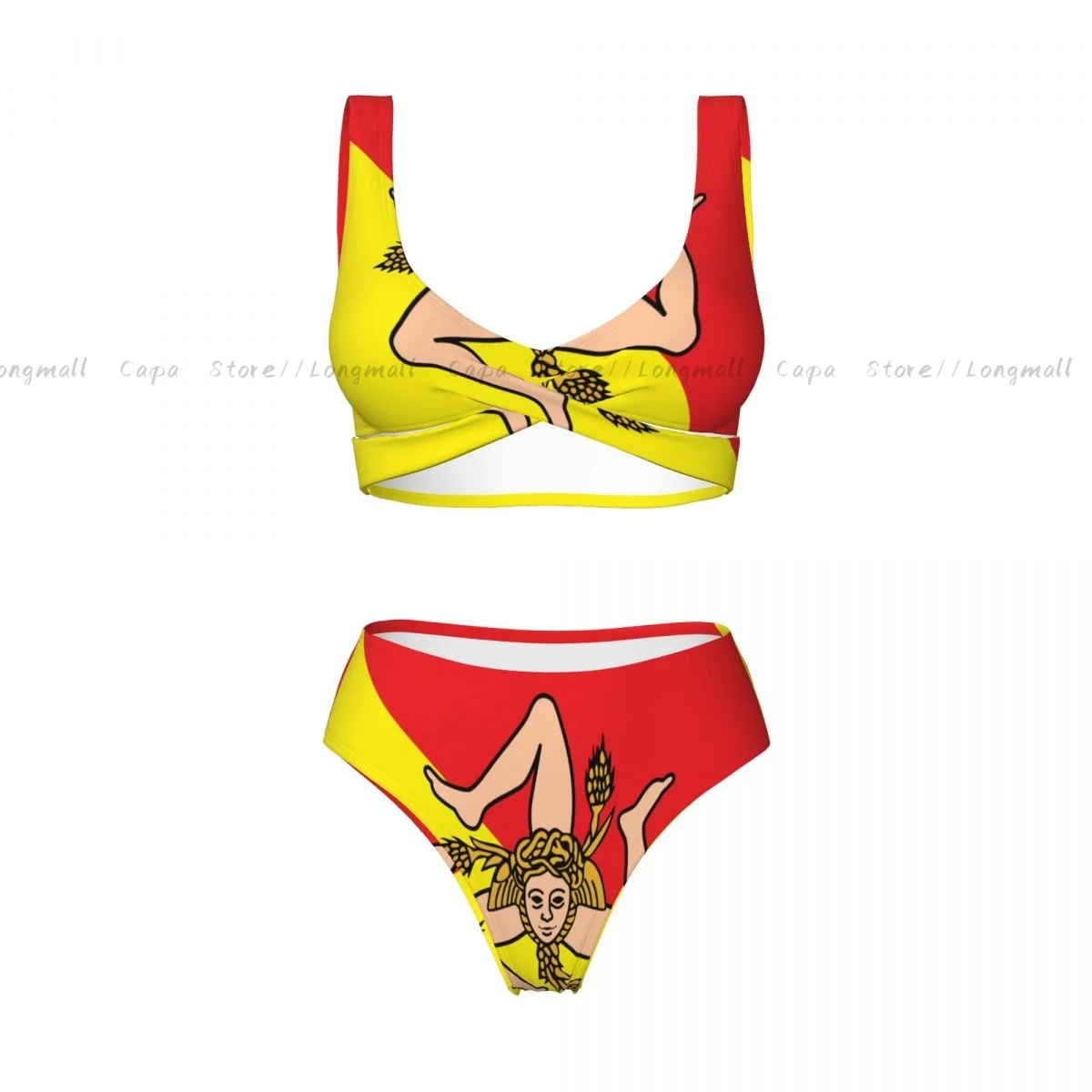 เซ็กซี่ชุดบิกินี่ Sicily Flag ชุดว่ายน้ําผู้หญิง 2 ชิ้นชุดว่ายน้ํา Beachwear ชุดว่ายน้ําหญิง