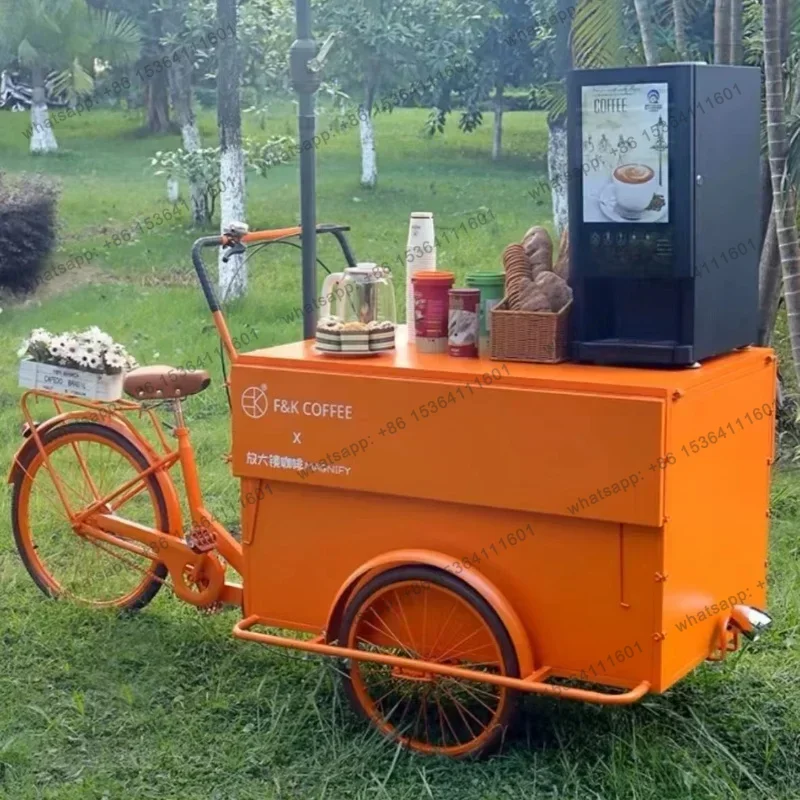56*Reverse donkey stall push coffee cart wrought iron movable riding creative tricycle