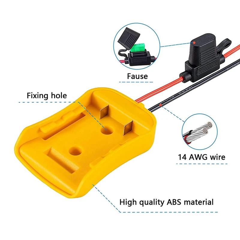 2 Packs Power Wheel Adapter For 20V Battery With Fuse & Wire Terminals,Lithium Battery,Power Connector For Rc Car