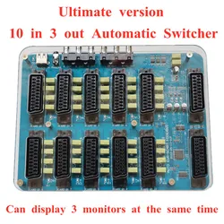 New 10 IN 3 Output EUR SCART Distributor 2 Scart 1 RGBS Auto RGBS Video Converter Switcher Board For MD/MD2/SS/PS/PS2/PS3/DC/SFC