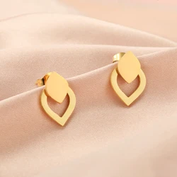 Cazador Gold Color Water-drop Stud Earrings for Women Stainless Steel Geometric Piercing Earrings Jewelry Party Birthday Gift