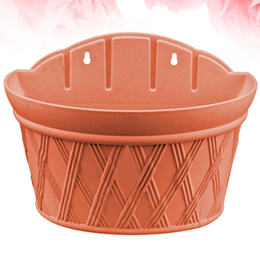 

1pc Wall Mounted Flower Basket Dark Red Plastic Hanging Pot For Indoor Plants Space Saving Eco Friendly Decor Bedroom Bathroom