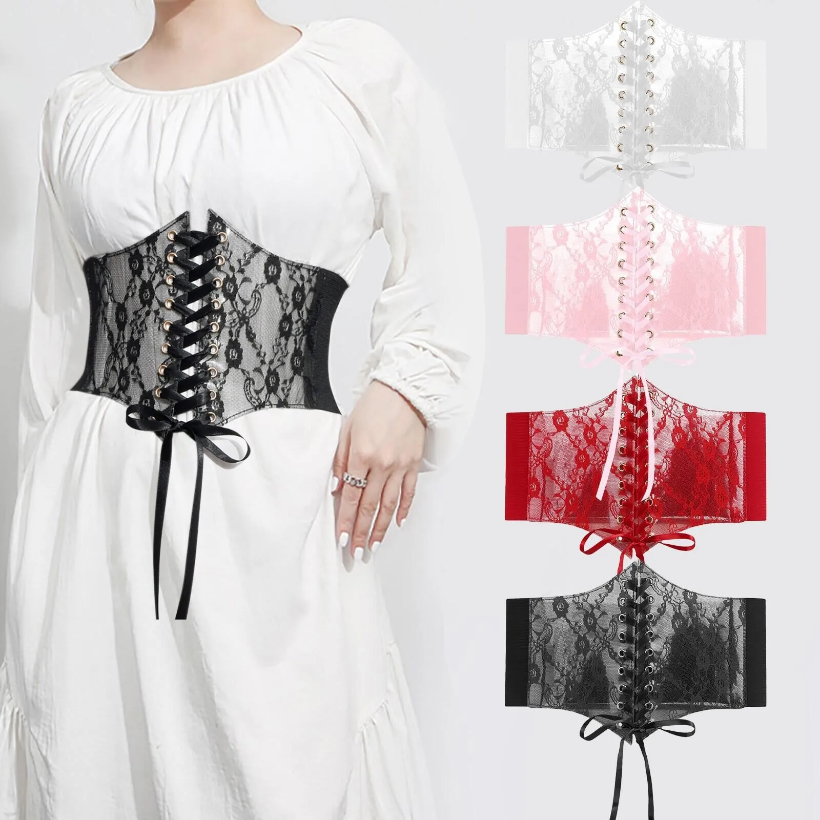 Black White Red Pink Body Shapewear Women Gothic Clothing Underbust Waist Cincher Sexy Bridal Corsets and Bustiers Corset Belt