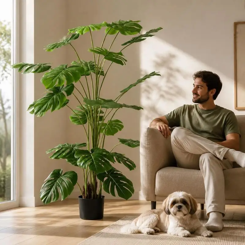 Plante artificielle Monstera deliciosa avec pot, hauteur 180 cm, vert intérieur