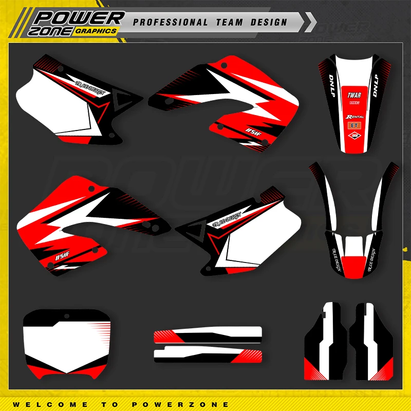 

Комплект наклеек PowerZone с полной графической графикой и фоновыми элементами для мотоцикла HONDA CR125 250 2000 2001 CR250 125cc 05