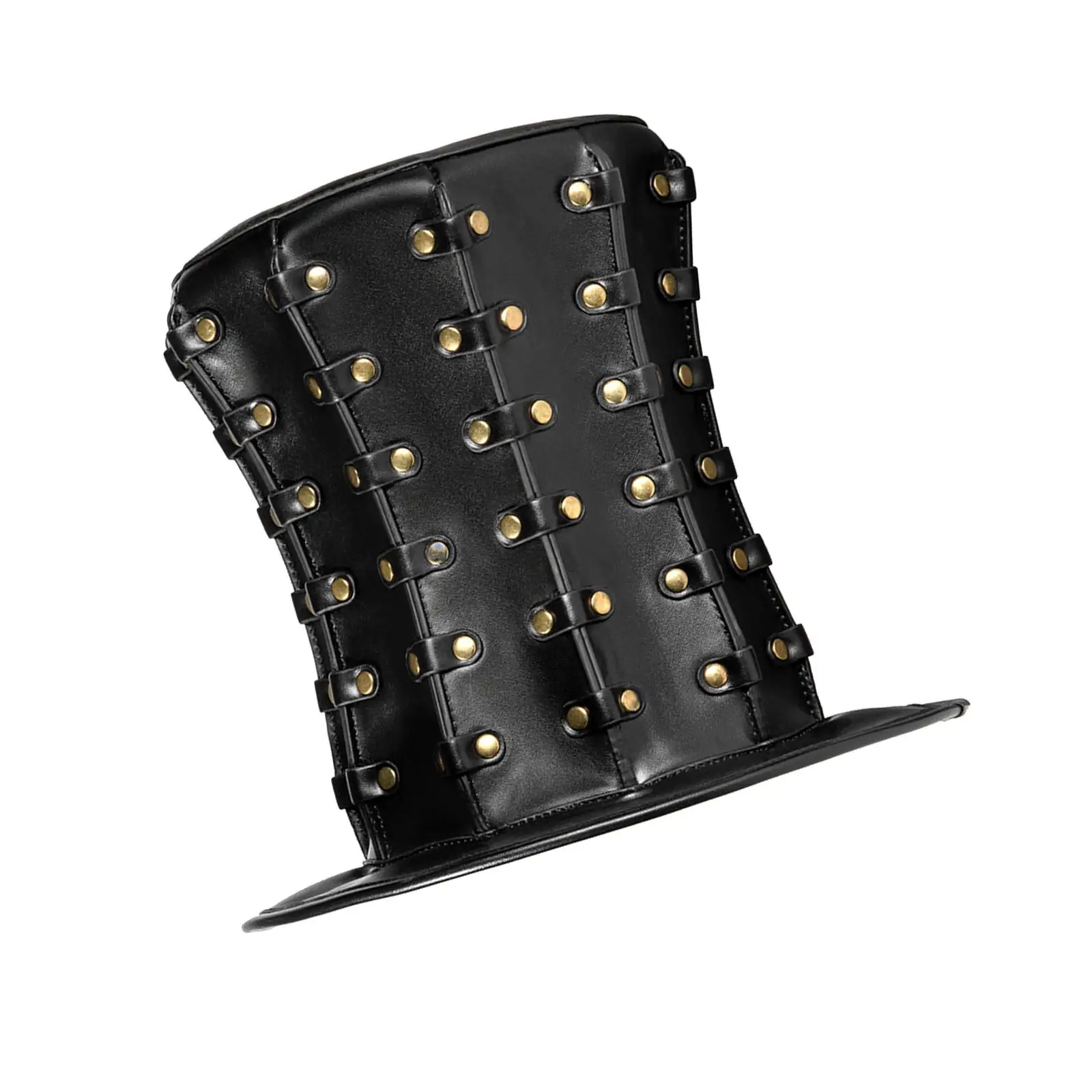 Moderne Punk Hoed Fancy Dress Foto Props Pu Lederen Goochelaar Zwart Tall Top Hat Voor Vrouwen Mannen Halloween Stage Performance banket