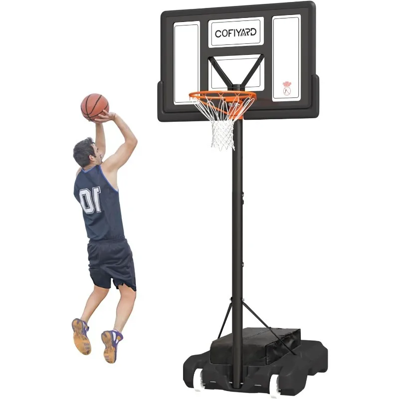 

10FT Basketball Hoop Outdoor System with Extra Sandbag,Height Adjustable Basketball Goal System 44 Inch Shatterproof Backboard f