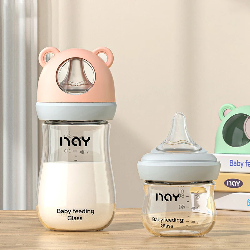 Anti-Choke Baby Bottle Newborn Wide-caliber Feeding Bottle Anti-flatulence Milk Nursing Glass Bottles Infant BPA free 0-6 Month