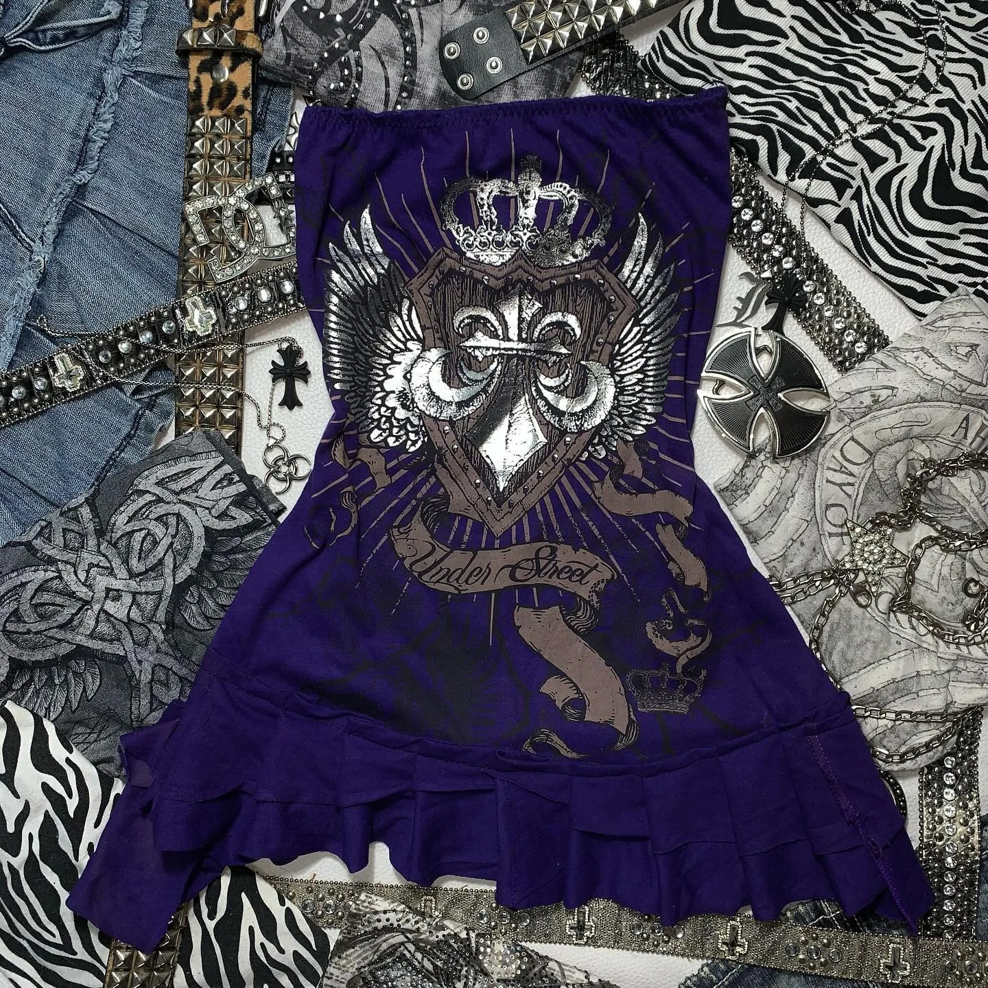 

Y2k Top Purple Millennium Gothic Bow Slimming Women's Underwear Sexy Girl High Street Character Aesthetics Y2k Girl Strap Top