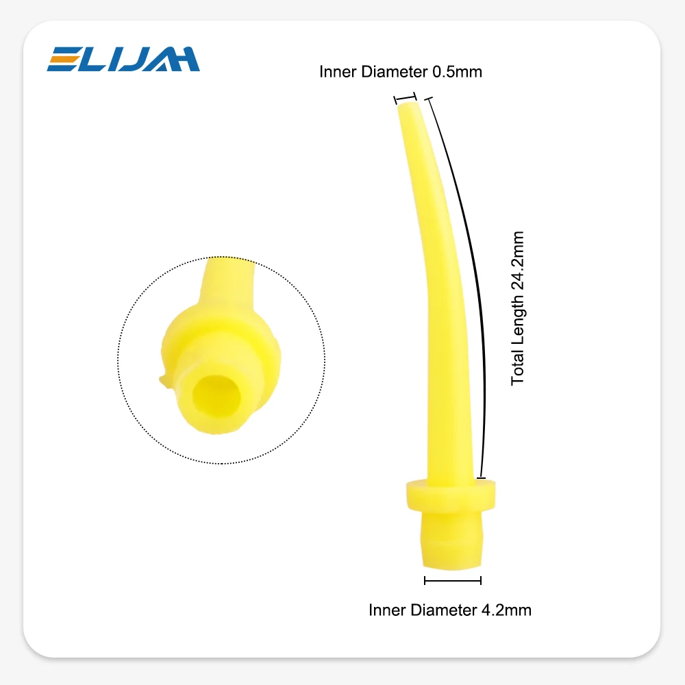 50Pcs/Pack Dental Mixing Tips Disposable Silicone Rubber Mixing Head Dentistry Impression Materials Nozzles Yellow Mixing Tubes