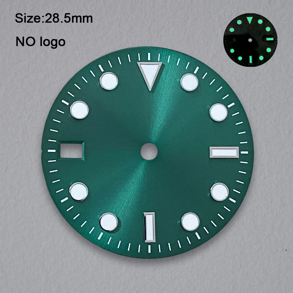28.5 mm No Logo Blank Dial For NH35 Movement Custom Logo Green Luminous Custom Logo Watch Dials Hands Accessories Repair Tools