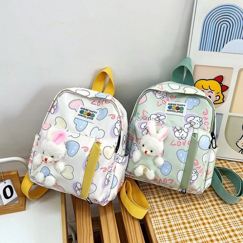 Mochila ligera para niños de 2 a 7 años, bolsa escolar para niños pequeños, conejo de dibujos animados, guardería