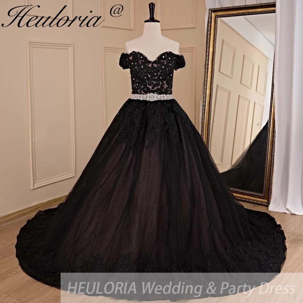 Heiloria-vestido de novia de princesa con hombros descubiertos, traje de boda con cordones, talla grande