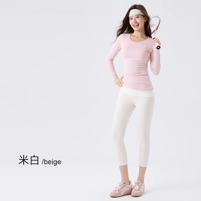 Women's 7/8 Length Yoga Pants High Elastic Slimming Shark Leggings Summer Sun Protection Thin Base Layer Pants
