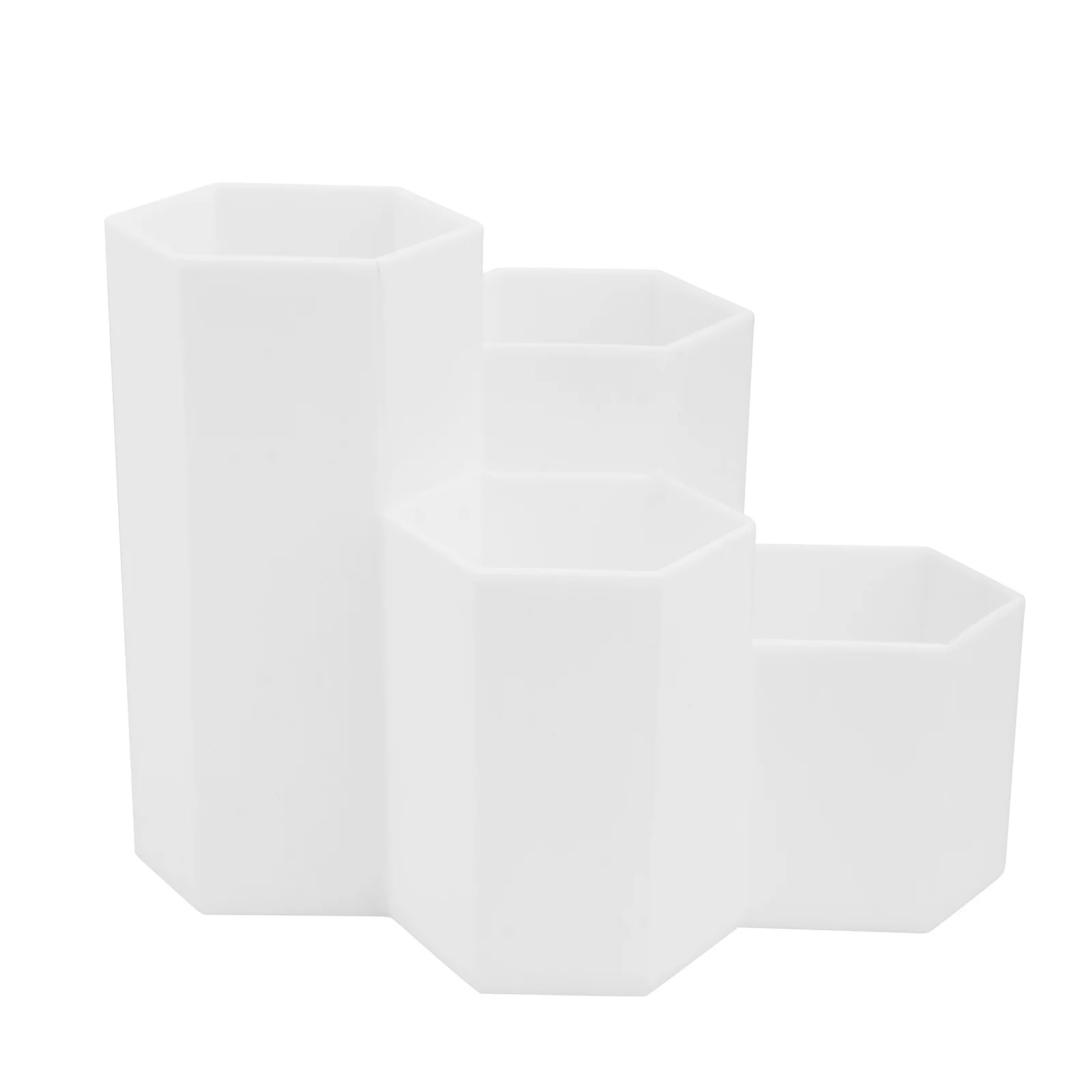1Pcs Hexagonal Pen Holder Desktop Storage Box with 4 Grid Compartments for Office Stationery Organizer