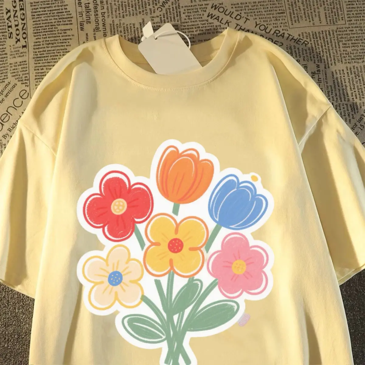 تي شيرت قطني ياباني بأكمام قصيرة 2025 جديد فضفاض ومتعدد الاستخدامات بنصف كم