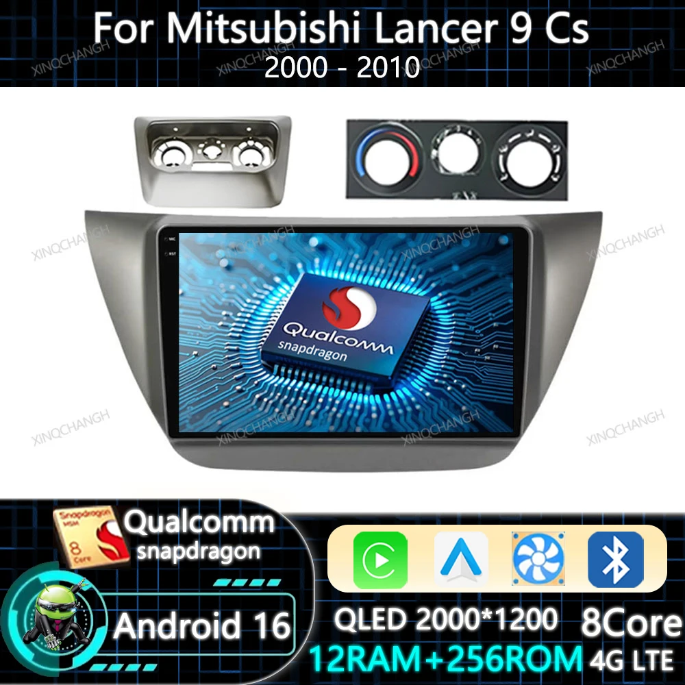 Android 16 Car Radio For Mitsubishi Lancer 9 CS 2000 - 2010 Head Unit QLED 4G WIFI BT GPS 2DIN Carplay Auto Qualcomm Navigation