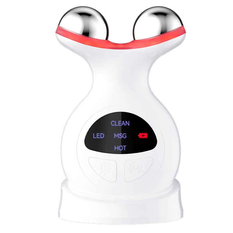 7 Color LED Light EMS Neck Face Massager  Electric Vibration Hot Compress Skin Lift Tighten Smooth Firm Repair Skin Rejuvenation