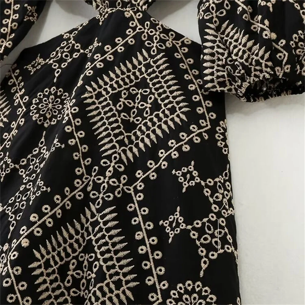 2024 Zarb Spring Summer New Women\'s Wear European and American Light Mature Style Open Design Embroidered Midi Dress