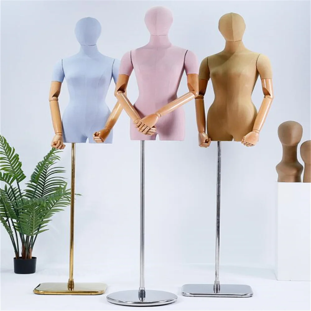 Arm Color Sewing Mannequin Body Stand, Female Dress Form, Clavicular Wood Jewelry, Flexible Women, Adjustable Rack,C044