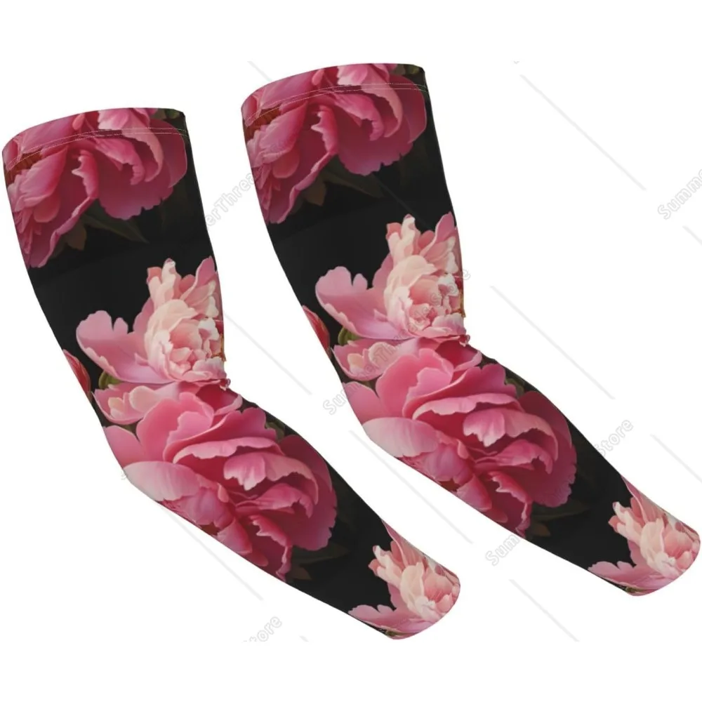 

Peony print Adult ice silk cooling arm cover protection and finger hole cooling arm cover lightweight