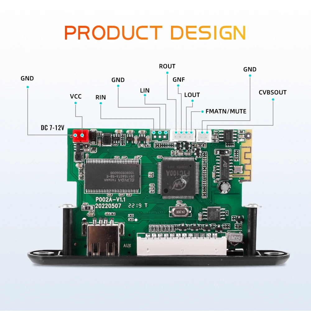 Kebidu 1080P MP5 HD مشغل فيديو رقمي بلوتوث 5.0 ستيريو MP3 فك مجلس سيارة راديو FM وحدة دعم وظيفة الكتاب الإلكتروني