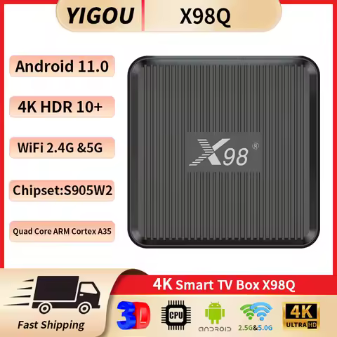 X98Q TV Box Smart 4K HD AV1 Amlogic S905W2 Smart TV Box Media Player Set Top Box Android11 2.4G&amp;5G Dual WiFi X98Q TV Box 2+16GB