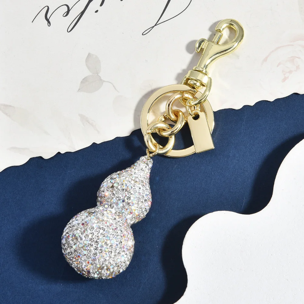 Personalized Trend Cute Full Water Diamond Fruit Gourd Watermelon Car Keychain Bag Pendant Exquisite Decoration
