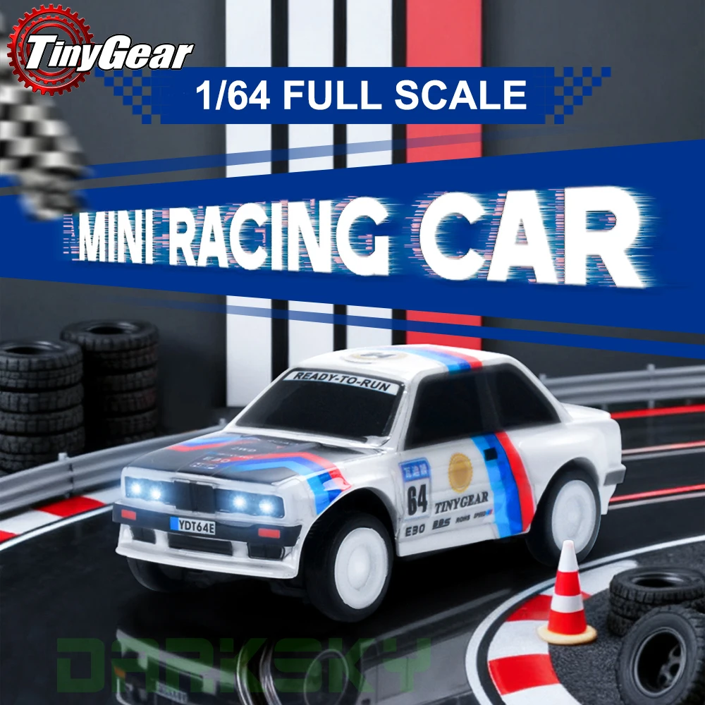 TinyGear 1/64 MINI RC Electric Remote Control Model Car Desktop Simulation On-Road Racing Adult Children's Toys