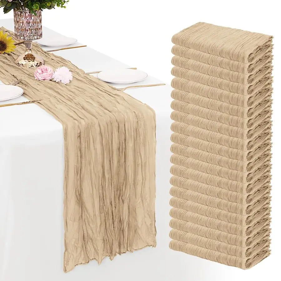 

Бежевая марлевая дорожка на стол из газели в деревенском стиле, 35 x 70 дюймов, для свадеб, вечеринок, девичников