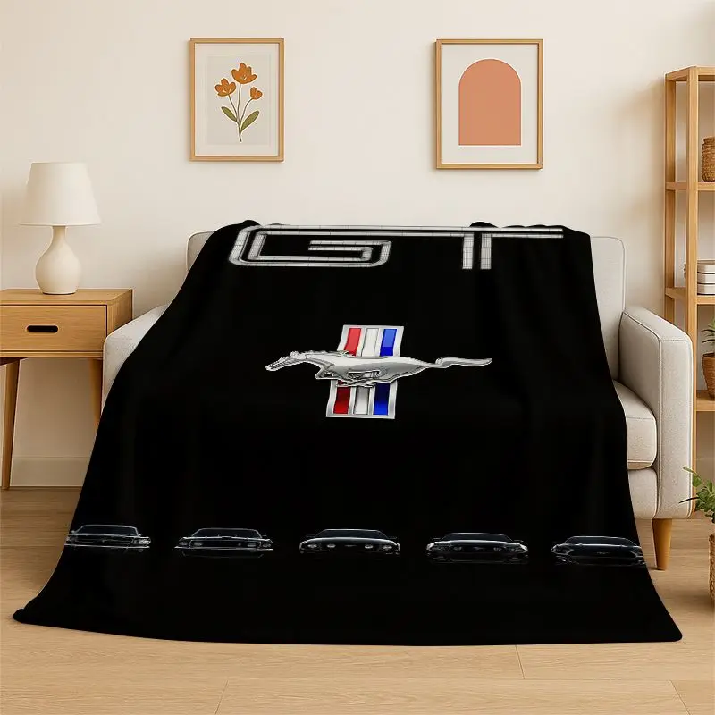 Retro M-Mustang Racing Car Soft Flannel Throw Blanket,Cozy Blanket for Bed,Couch,Sofa,Bedroom,Living Room,Travel,Picnic