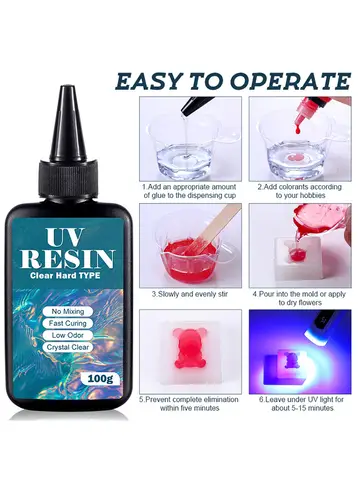 UV Resin Kit with Light Upgraded Hard Type Crystal Clear Ultraviolet Curing UV Resin for Craft DIY Jewelry Making Molds Casting
