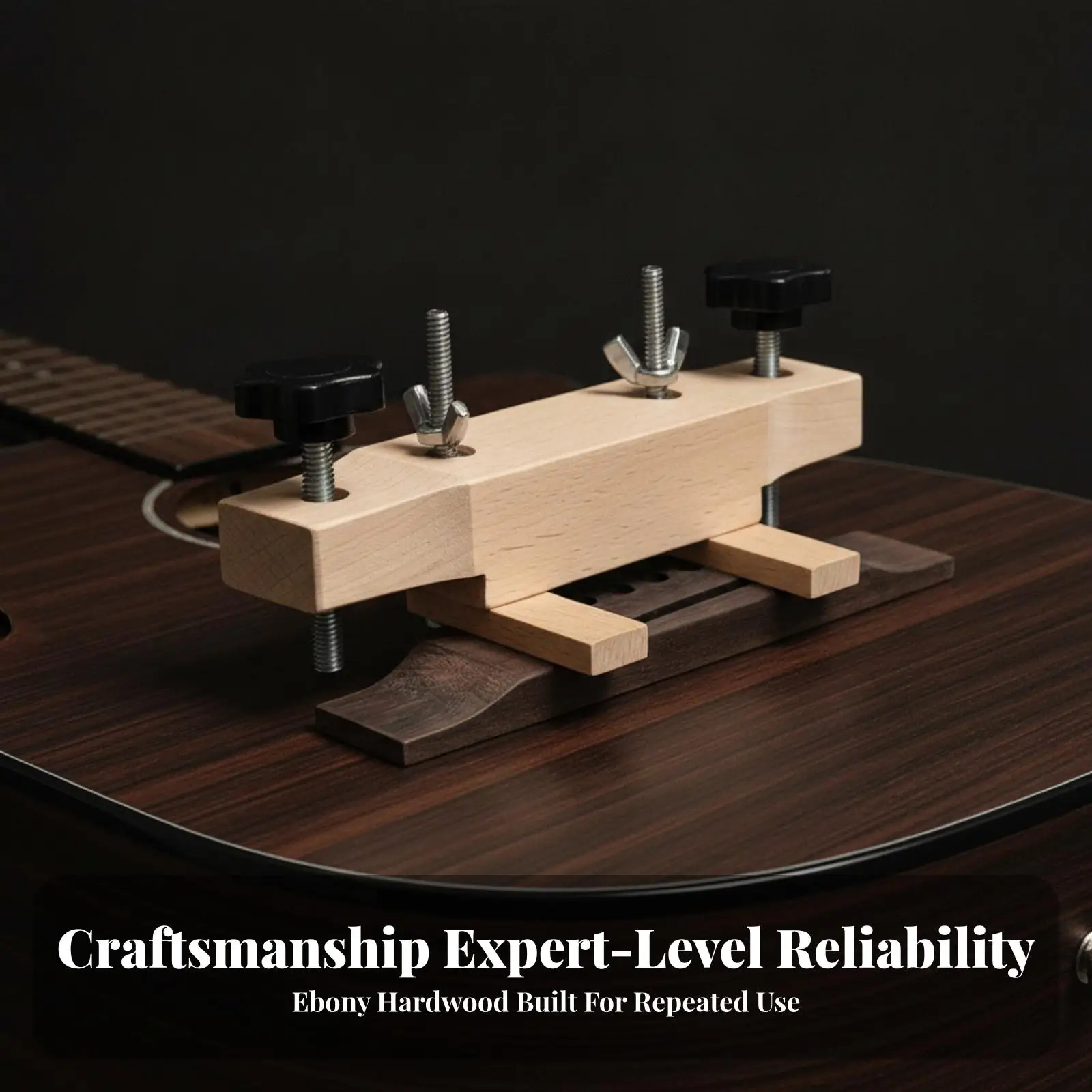 Guitar Repair Tool Bridge Clamp Fixture Ebony Wood Luthier Holder for Acoustic Electric Guitar Setup Replacement Pressure