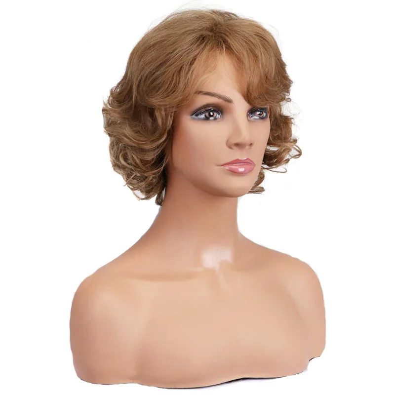 Women Fashion Mixed Brown Wigs Short Hairstyle Soft Healthy Daily Wear Wig Short Synthetic Wigs for Mommy Gifts Wigs