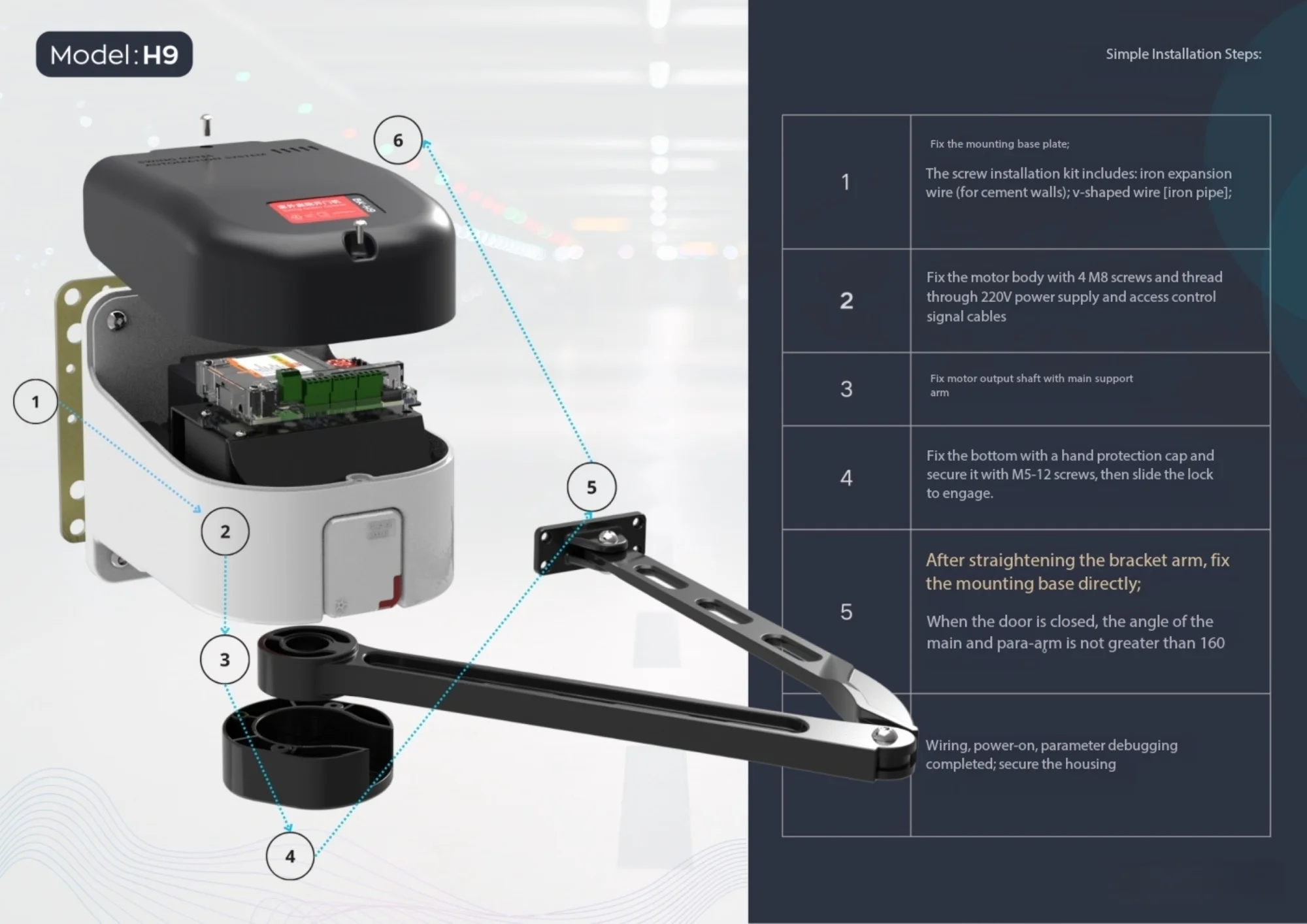 80W DC Brushless Motor with a Load-bearing Capacity of 350KG Swing Door Opener for Courtyard Doors