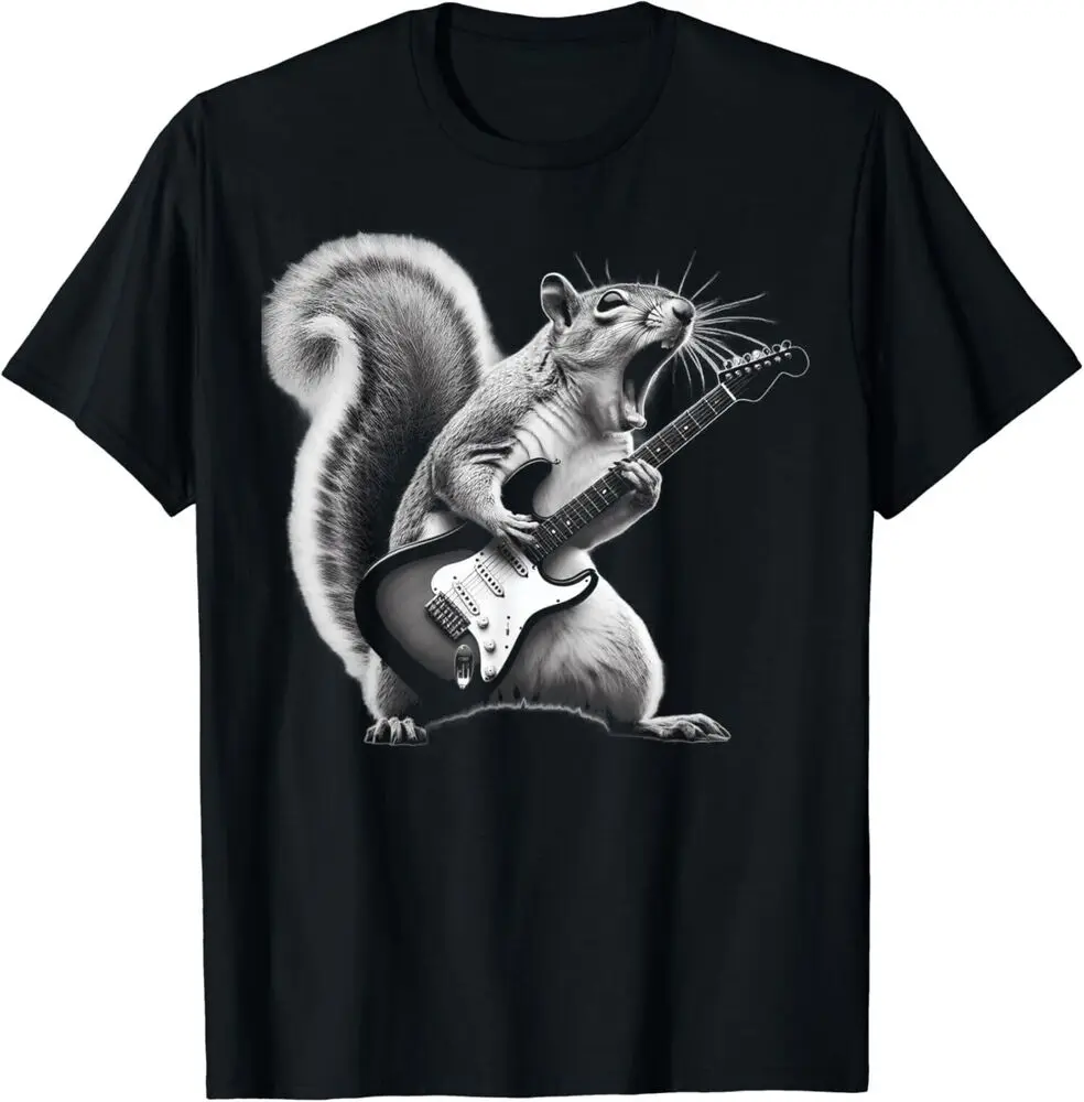 Squirrel Playing Guitar Rocks and Rolls Fun Gift Idea   Anime Graphic T-shirts for Men Clothing Women