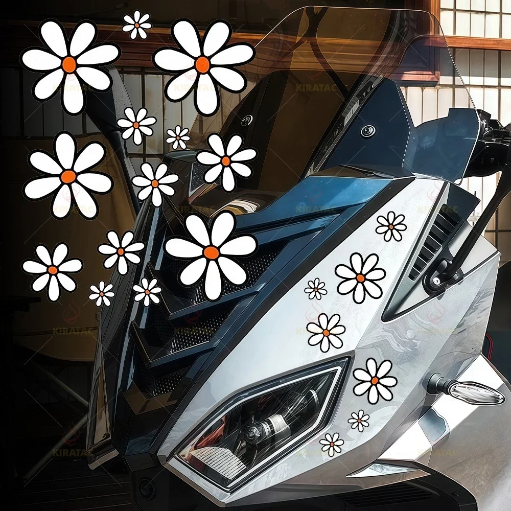 Autocollant en vinyle imperméable à l'eau avec fleurs de marguerite, décalcomanie florale pour casque de moto, réservoir de carburant, carénage, garde-boue, fenêtre de voiture, décoration de vélo
