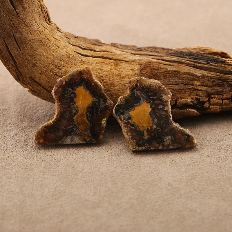 Natural Irregular-shaped jasper Earrings Beads for Jewelry Making, Handmade Natural stones beads 30*25*3mm 8.8g