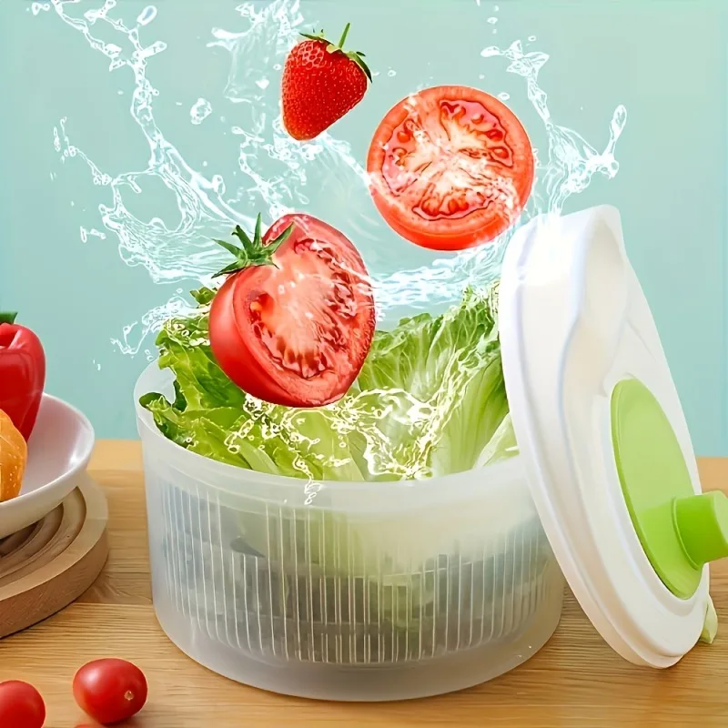 Multifunctional Salad Spinner And Strainer-Non-Rechargeable PP Manual Vegetable And Fruit Spinner with Strainer Basket