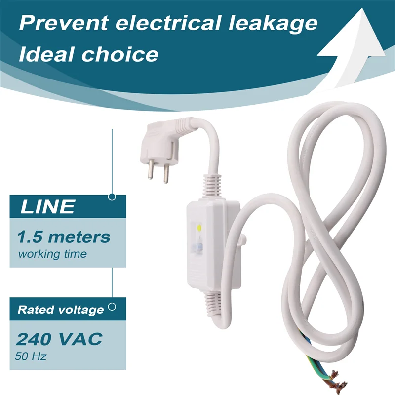 New Tech FI Circuit Breaker Socket Residual Current Circuit Breaker Plug With Cable,Personal Protection Adapter EU Plug