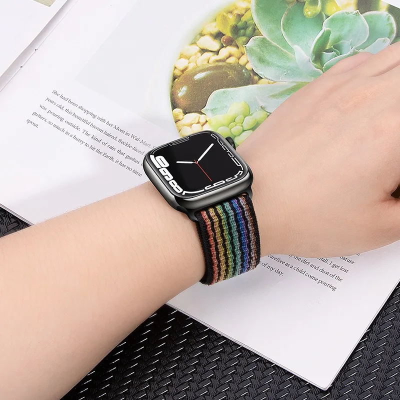 Nylon band For Apple Watch Strap 45mm 44mm 40mm 49mm 41mm 38mm 44 mm 42mm Bracelet iwatch Series 9 8 7 6 5 4 3 se ultra 2 band image 4