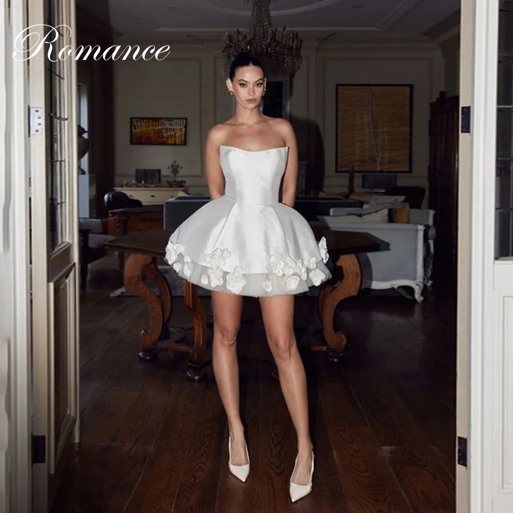 

Simple Flowers Ball Gown Short Wedding Dress Women 2025 Boat-Neck Open Back Sleeveless Bridal Gown Vestidos De Novia Customized