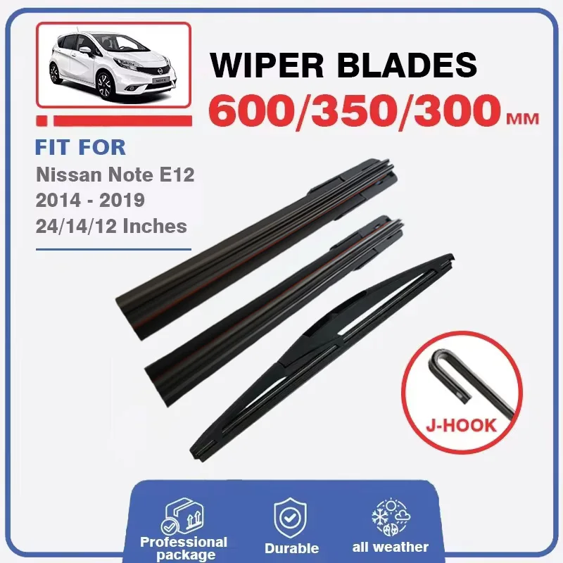 

Wiper Blades Set For Nissan Note E12 MK2 2014 - 2019 Front Windshield Windscreen Rear Window 24"14"12" Brushes Washer 2014 2015